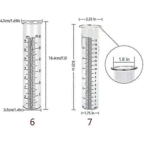 Tube de rechange pour pluviomètre pour terrasses et jardins, outil de mesure du liquide lave-glace pour une utilisation en extérieur. (1/5)