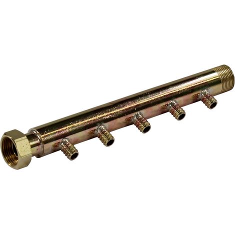 Collecteur 3/4" (20/27) Mâle + écrou tournant - 5 départs pour tube PER Ø12 - entraxe 40mm