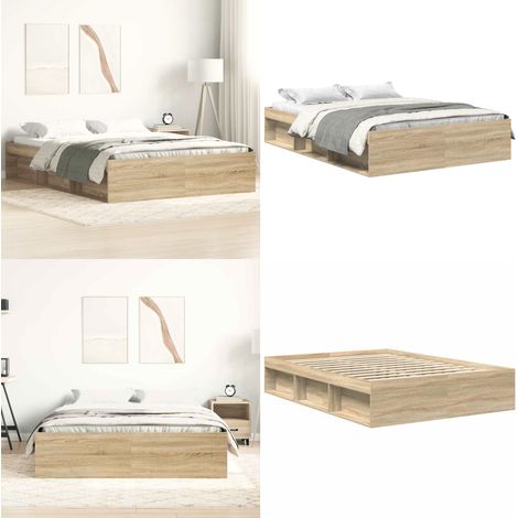 Bettgestell Sonoma Eiche 120x190 cm - Holzbettfassungen - Bettrahmen - Doppelbett - Massivholzbette - Bettkasten - Home & Living (1/5)