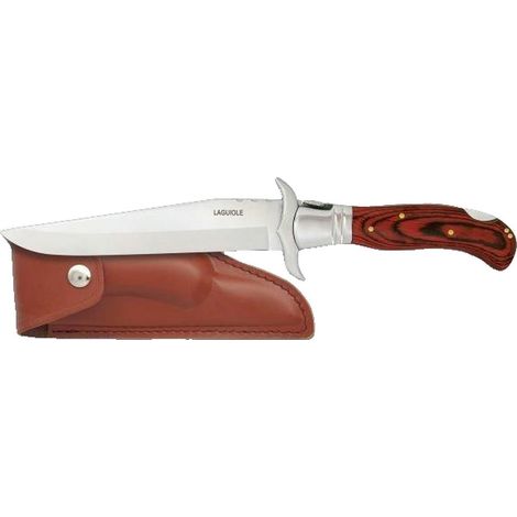 Couteau pliant laguiole Albainox 16 cm – Lame acier inoxydable satinée – Manche en Mikarta rouge – Housse cuir incluse