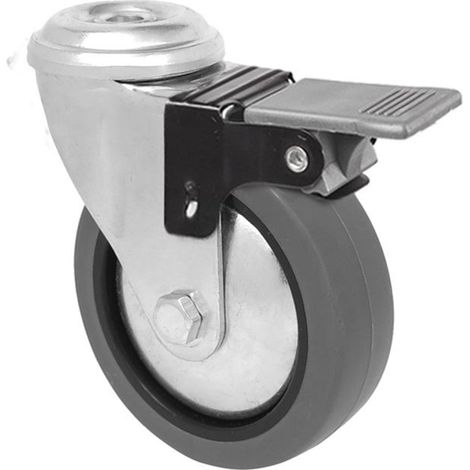 Roue de Mobilier 60 mm Caoutchouc Gris avec Trou de 8 mm (1/2)