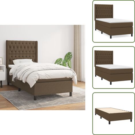 Boxspringbett mit Matratze Dunkelbraun 90x200 cm Stoff - Boxspringbett - Doppelbett - Bettenrahmen - Lattenrost - Matratze