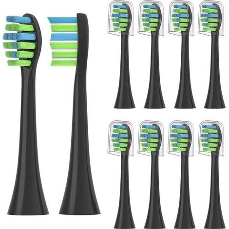 Lot de 10 têtes de rechange pour brosse à dents électrique 7AM2M AM101/AM105, poils souples, noir (1/4)