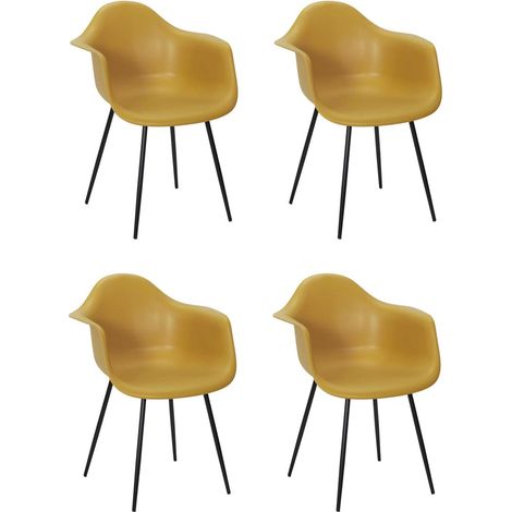 Lot de 4 Chaises Fauteuil "Gustav" 85cm Jaune (1/5)