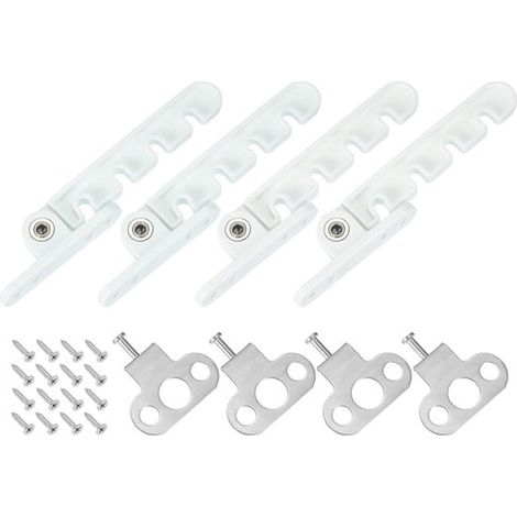 Limiteur d'ouverture de fenêtre, lot de 4 unités, 23,5 x 13,5 x 5 cm, couleur blanche, pour installation domestique et usage quotidien.-AquaForge (1/5)