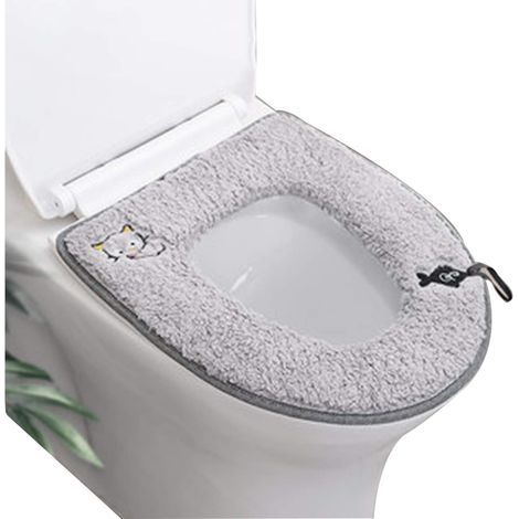 Toilet Seat Cover Warmer Plush,Toilet Cushion Washable,Universal Toilet Seat Cushion for Bathroom (1/5)