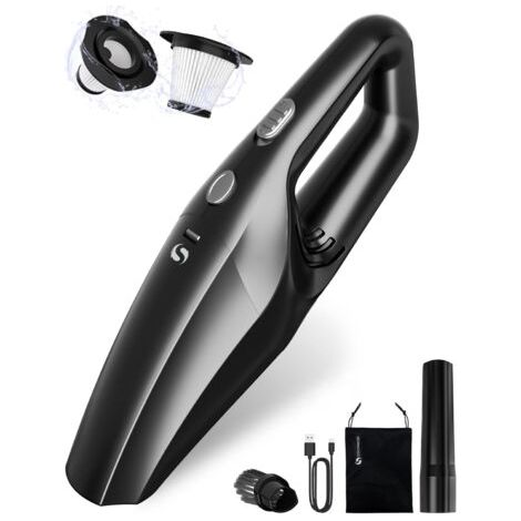 ALLIANDISAspirateur a Main, Mini Aspirateur Voiture Puissant sans Fil avec Batterie Rechargeable, Aspirateur De Table avec HEPA, Accessoires Interieur Kit Nettoyage Voiture pour Homme Femme (1/5)