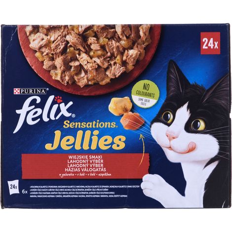 Felix Sensations Jellies, cibo per gatti al gusto rustico in gelatina, 2,04 kg (24 x 85 g) (1/5)