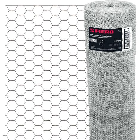 Malla hexagonal acero galvanizado - 1 m - 25x25 mm - 45 m