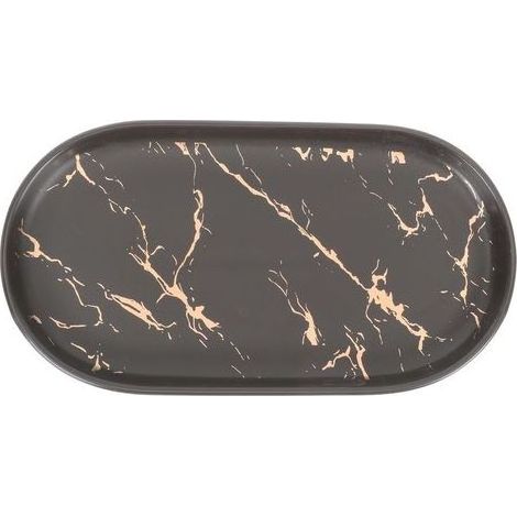 Plateau de Rangement pour Cosmétiques et Tasses en Céramique Noir Lisse et Facile à Nettoyer Coiffeuse ou Comptoir de Salle de Bain (1/5)