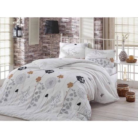 Set biancheria da letto - 1 copripiumino 220 x 240 cm + 2 federe 60 x 60 cm - 65% cotone, 35% poliestere - Bianco (1/5)