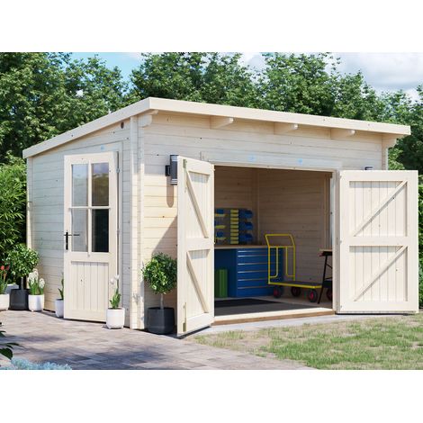 Dunster House Garden Log Cabin 4m x 3m Heavy Duty Wooden Shed Outdoor Storage EvilGenius (1/5)