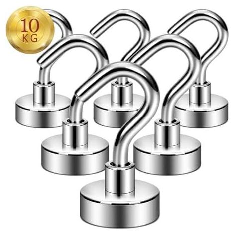 Crochet Aimanté Puissant 20mm Argent pour Frigo Cuisine Mural Porte Clés Manteau Torchon Rangement Magnétique