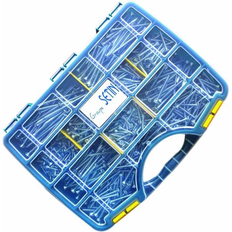 Coffret 1055 vis bois aggloméré zingué blanc filetage total et partiel