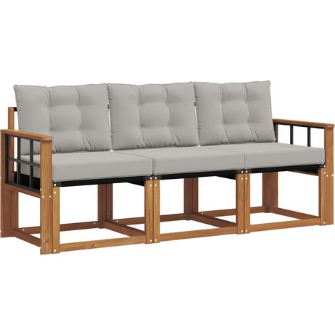 Conjunto de sofás de exterior 3 uds. Gris Natural y Claro vidaXL (1/5)
