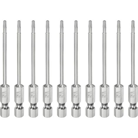 10Pcs T8 Embout Tournevis Torx Tige Hexagonale 1/4" Long 3" (75mm) (1/5)
