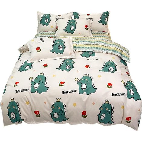 Bettwäsche-Set 135x200 cm mit Dinosaurier-Motiv für Kinder, Mädchen & Jungen