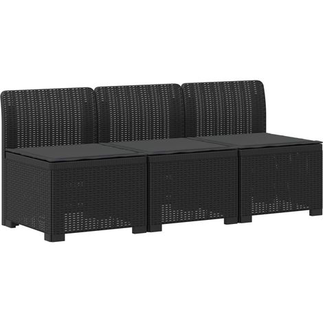 Maison Exclusive - 3-Sitzer Garten Sofa mit Kissen Rattan-Look PP (1/5)