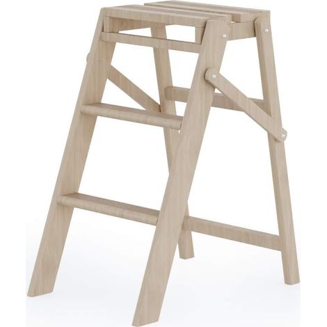 Hocker aus Buchenholz mit 3 Stufen H57 Cm platzsparend, COLOMBO WOODY
