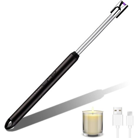 Electric Lighter, USB Rechargeable Arc Lighter, Long Range Candle Lighters for BBQ, Kitchen, Stove and Camping (Black) (1/4)