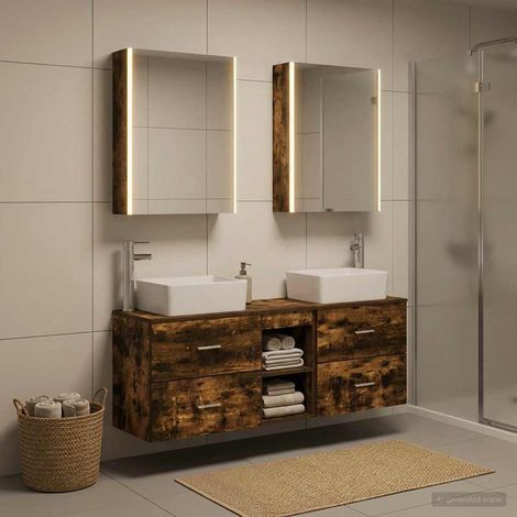 vidaXL Juego de muebles de baño 5 uds. Roble Ahumado (1/5)