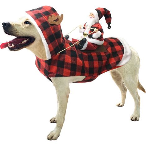 Costume de Père Noël pour chien, vêtements de Noël pour animaux de compagnie, costume de cosplay, déguisement de fête (1/2)