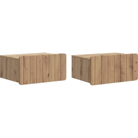 Mesita de Noche de Pared con cajón 2 pcs Roble Artesanal