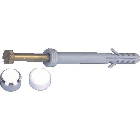 Fischer – Jeu de fixations pour bidet ou cuvette – 2 chevilles et vis à bois en laiton – Capuchons chromés et blancs – Longueur 80 mm
