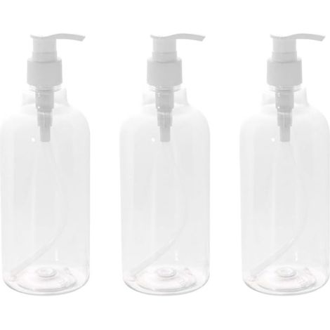 Lot de 3 Bouteilles de Liquide Blanc 500ml en Pet Pompe Pressée, Distributeur Réutilisable pour Savonnette Liquide et Shampoing, Corps (1/5)