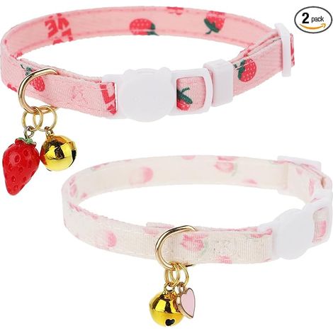 Paquete de 2 collares para gatos con hebillas de seguridad, desmontables, reflectantes, ajustables, lindos collares para gatitos, perfectos para gatos.