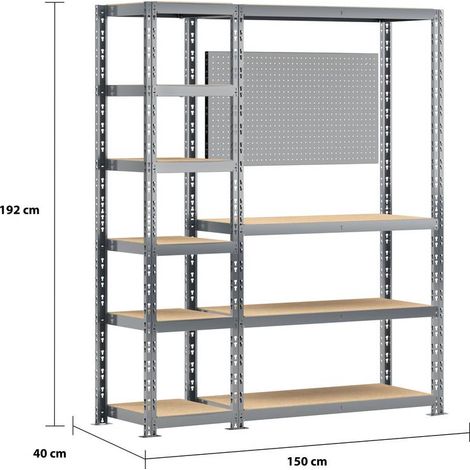 MODULO STORAGE Concept rangement de garage + établi - longueur 150 cm - 10 plateaux (1/3)