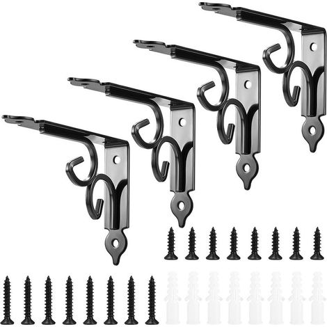 4 Pièces Équerre pour Étagere Murale, Supports Étagère Murale, Triangulaires 90 Degrés Équerre de Fixation ，Noir (1/5)