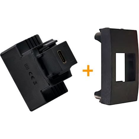 Fanton caricatore 1 USB-C 3A Ricarica rapida 18W da incasso Compatibile ABB Mylos Nero - 82901