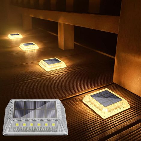 Lampe Solaire Exterieur Jardin,Lumiere Solaire Exterieur IP68 Etanche,Lampadaire Solaire Exterieur Auto On/Off, Eclairage Exterieur Solaire,Blanc Chaud 2700k,4 Pièces (1/5)