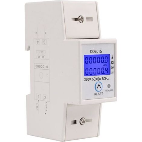 Compteur d’énergie - Wattmètre - Monophasé - 230V - 50A - LCD (1/4)