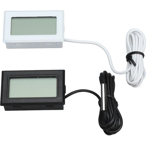 Lot de 2 Thermomètres Numériques Électroniques avec Sonde, Indicateur de Température Raffraîchissement 2s, Noir Blanc (1/5)