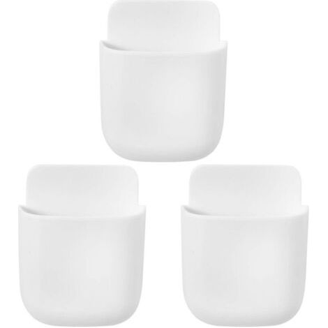 Pair 3-teiliger Fernbedienungshalter, Wandmontierter Multimedia-Organizer, Aufbewahrungsbox für TV-Fernbedienungen (Weiß)