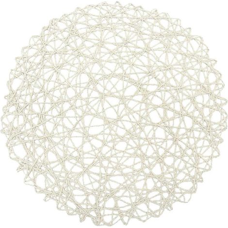 Runde Tischsets aus gewebten Papierfasern, 15 Zoll, 12er-Set (weiß) (1/5)