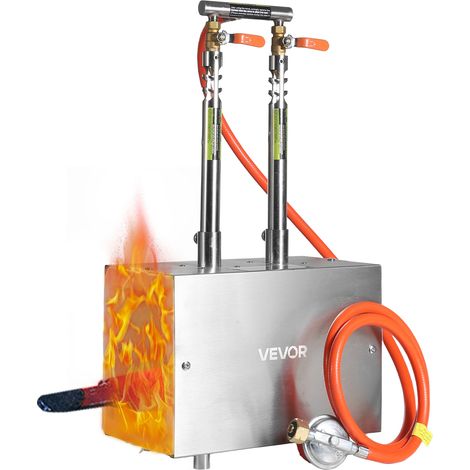 VEVOR Forge au Propane Portable, Four de Forge a Gaz avec 2 Bruleurs, 1427 °C, Forme Carree, en Acier Inoxydable, pour Coutellerie, Bijouterie, Marechalerie, Atelier, Travail du Metal, Usage Exterieur (1/5)