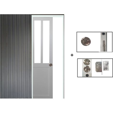 Porte Coulissante Atelier Blanc H204 x L83 + Système à Galandage (sans kit finition) (1/5)