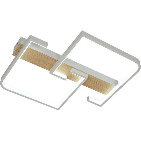 Plafoniera LED 76W 8360lm 3000-6500K 45cm Bianco/Faggio Dimmerabile Serie Frondella