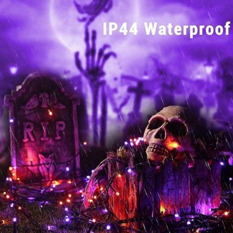 -20M 200 LED Halloween Decoration Guirlandes Lumineuses Orange + Pourpre, Extérieure Noël Guirlandes Électrique Étanche 8 Mod (1/4)