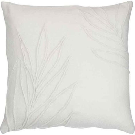 Coussin Déco "Feuilles II" 43x43cm Blanc (1/2)