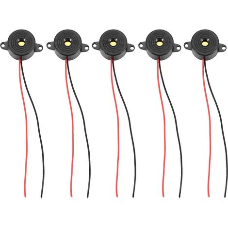 5 Stück elektronische Summer-Alarmgeräte, 3-24 V Gleichstrom, 85 dB, schwarz, 23 x 12 mm