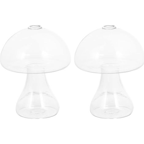 2pcs Vase à Fleurs Créatifs en Verre Ménager de Champignon pour Décoration de Table et Bureau (1/5)