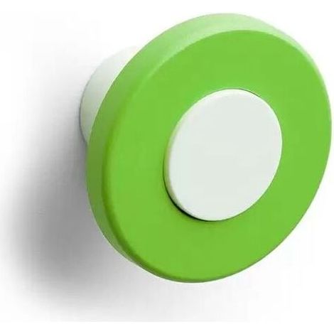 Pomolo tondo di colore verde in goffrato fine incastonato su base bianca 40x25mm - 414H Wheel