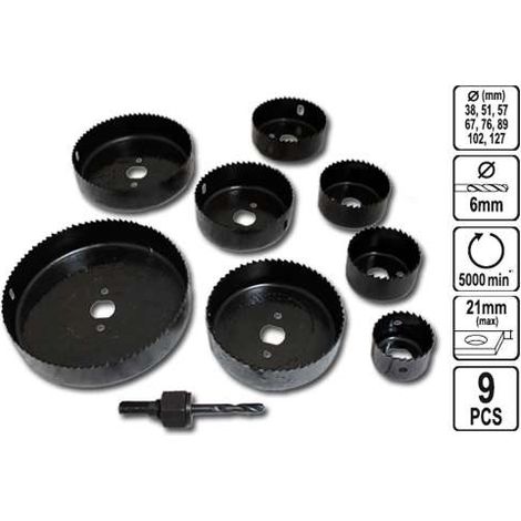 Vorel Lochsägen für Holz, 9 Stück, 38–127 mm (1/5)