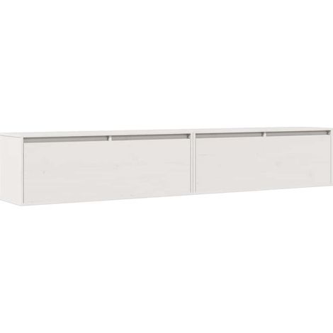Meubles de Rangement,Armoires murales 2 pcs Blanc 100x30x35 cm Bois de pin massif CFW708807 (1/5)