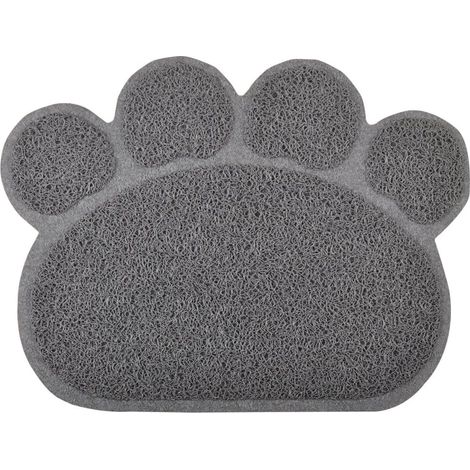 1 - Tapis De Litière - Tapis Pour Chat - Forme Patte Anti-Salissures - PVC Souple Et Imperméable - Pour Maison - Gris - 40x30cm