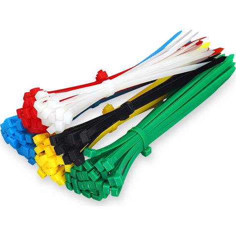 Lot de 100 Colliers de serrage, Nylon PA66 résistant aux UV, 200 mm, Multicolore, pour câbles et jardin(Troisième trimestre : Nouveaux produits en septembre) (1/5)